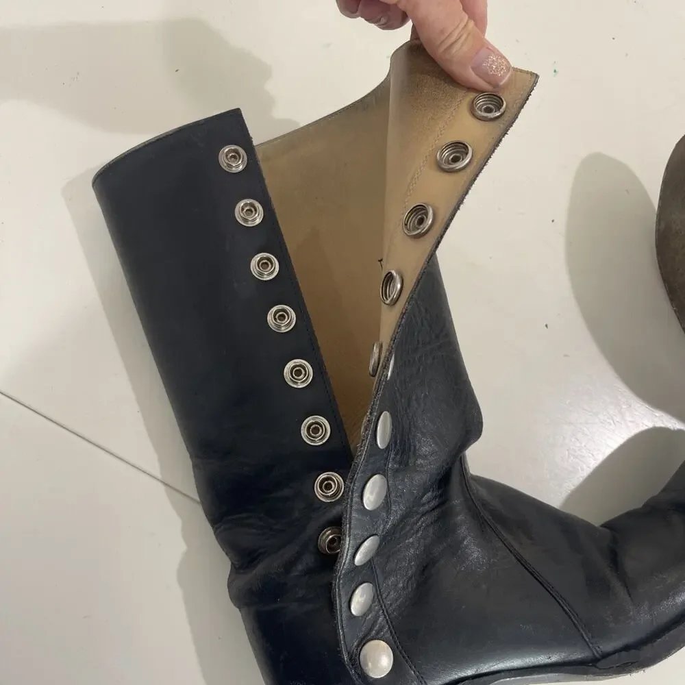 Champion Attitude Men Black Western Boots Size 9B Snap Side Vintage